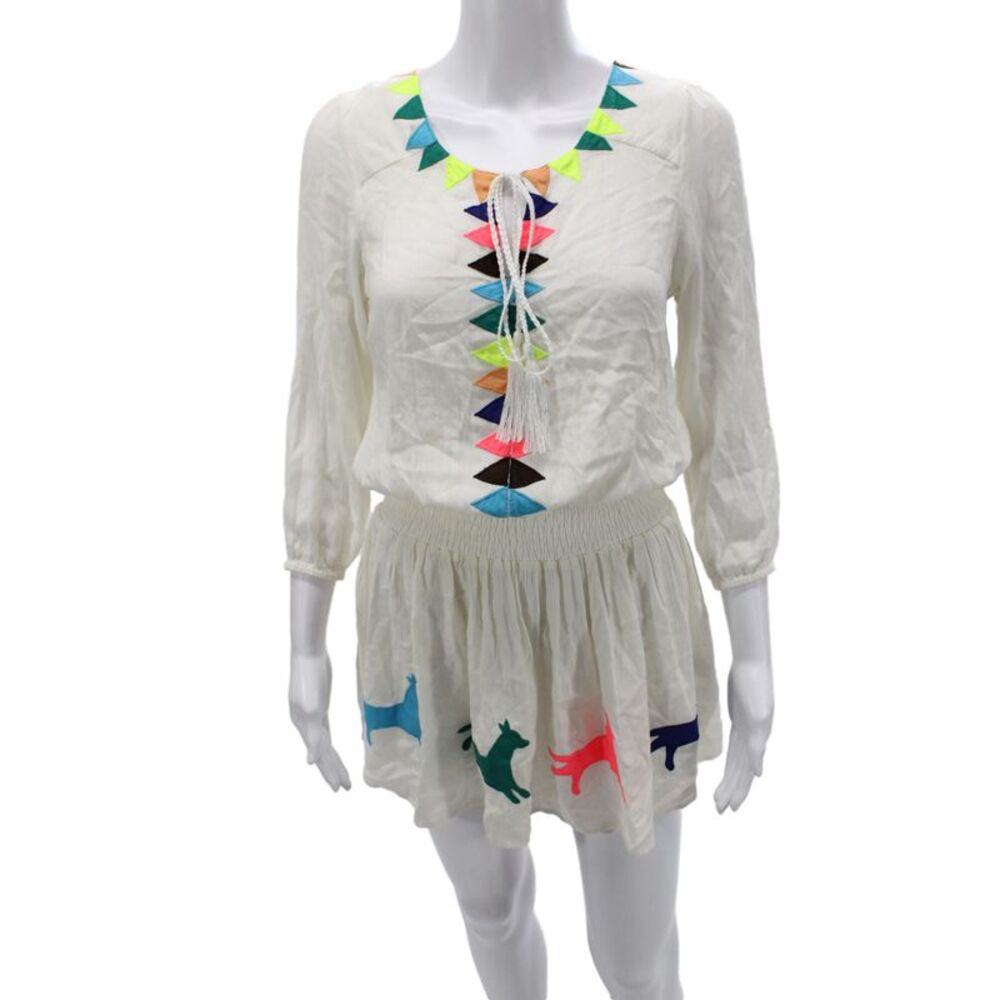 Pia Pauro Women Blouson Argyle Multi Scoop Neck Dress 3/4Sleeve Size XS